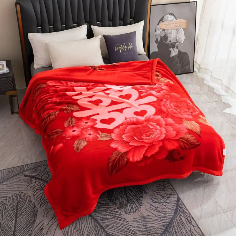 150x200cm Raschel Blanket Thick Double-layer Soft Plush Quilt Double Sided Velvet Winter Dormitory Office Sofa Warm Bed Sheet.