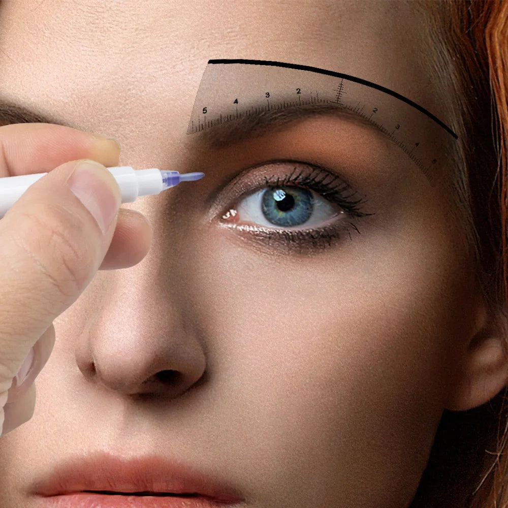 25pcs Disposable Eyebrow Ruler Self-adhesive Sticker Microblading Tattoo Position Mapping Stencils Profession Makeup Tool.