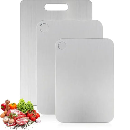 Titanium Cutting Boards for Kitchen Stainless Board 304 Steel Thickened Double Sided Food Grade Portable Fruit Meat Chopping.