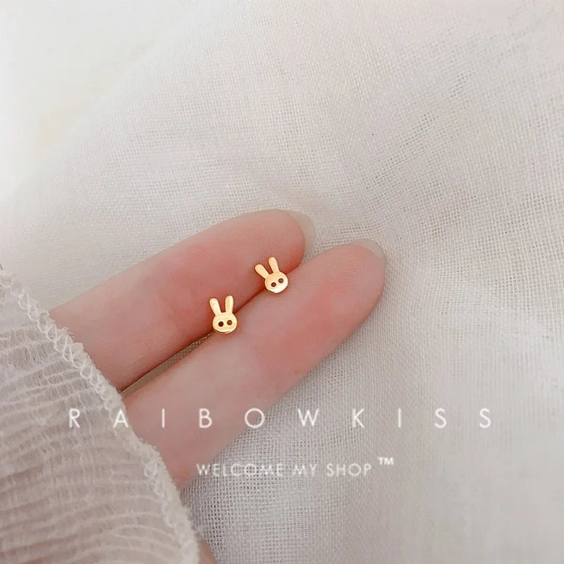 silver-plate Gold Color Mini Small Butterfly Heart Stud Earring For Women Cartilage Helix Tragus Ear Piercing Jewelry Gift