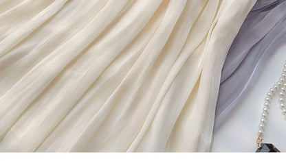 2025 Spring/Summer New Luster  A-line Women Skirt Solid Color High Waist French Paris Style Elegant Asymmetrical Skirt