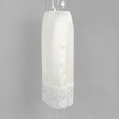 Tossy White Casual Lace Long Skirt For Women Slim High Waist Patchwork Elegant Commute Clothes Summer 2025 Female Maxi Skirt New.