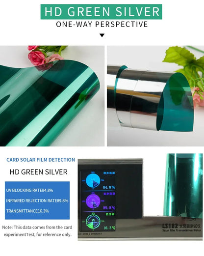 2/3/5M Einweg-Spiegel-Fensterfolie, Vinyl, selbstklebend, reflektierend, Solarfolie, Sichtschutz, Fenstertönung für Zuhause, silberner Glasaufkleber