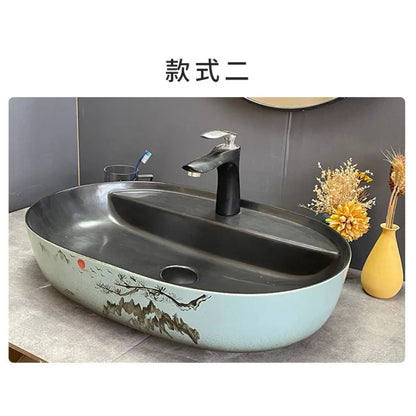 Modernes Badezimmerwaschbecken im nordischen Stil zum Waschen von Händen und Gesicht, minimalistisches Design, individuell gestaltet