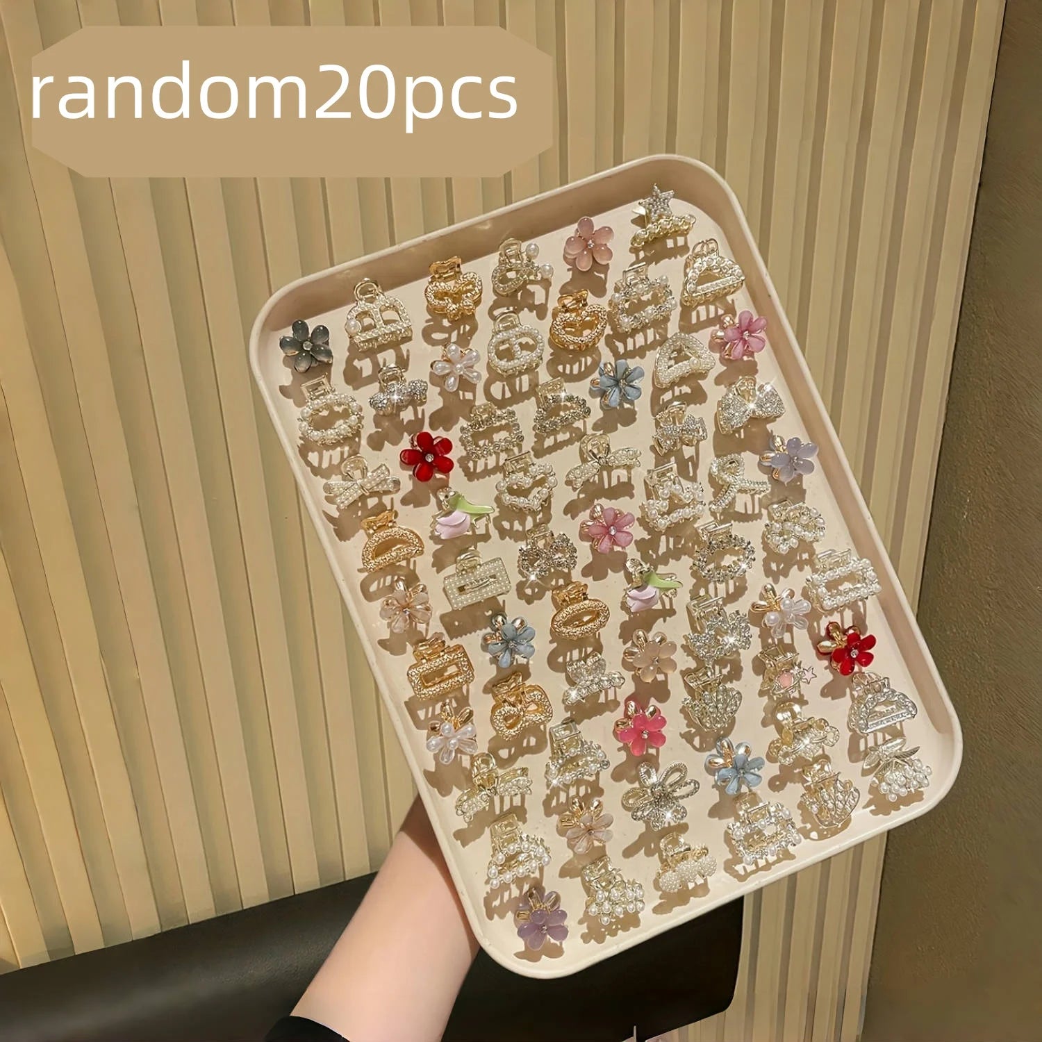 20Pcs Women's Model, Shiny, Exquisite and Gorgeous, Rhinestones and Imitation Pearl Inlay, Multi-Style Small Hair Clip Combinati.