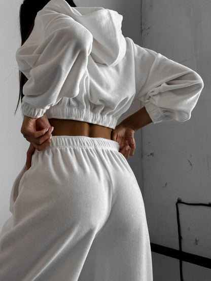 Fall Winter Women's Fashion Hooded Stand Collar Sweatshirt Set Casual Loose Fit Two Piece Streetwear Lounge Gym Ourdoor Outfit