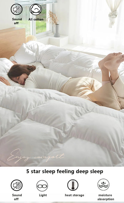 KDJEIKZ  Winter Cotton Goose Down Quilt Five-Star Hotel Duvet Super Soft Fluffy Queen King Full Size Four Seasons Duvets Blanket.