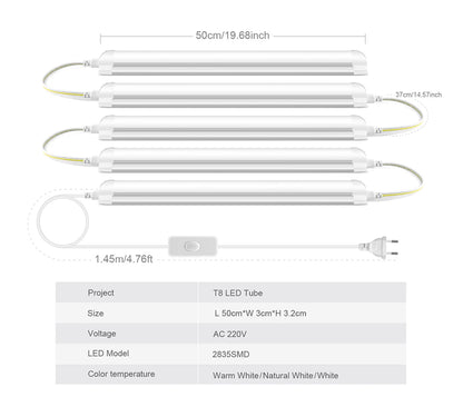 50CM 15W/T5 25W/T8 LED Tube Light 220V Aluminum LED Bulb Bar Wall Lamp For Reading Working Warehouse Home Kitchen Night Lighting.