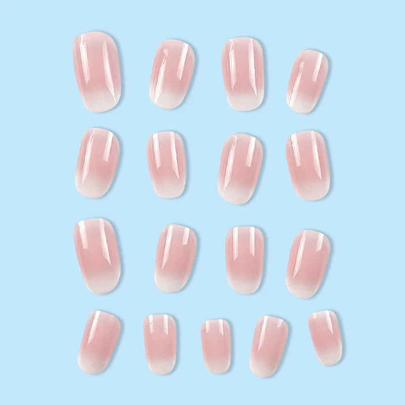 24Pcs Oval Short Pink Press on Nails Simple Ombre Spring False Nail for Sweet Sassy Cool Women&Girl Removable Wearable Nail Art.