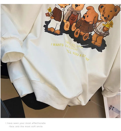 170kg plus size Damen büste Herbst bär bedrucktes Sweatshirt lockeres Langarm-Freizeit oberteil 6xl 7xl 8xl 9xl 10xl 11xl