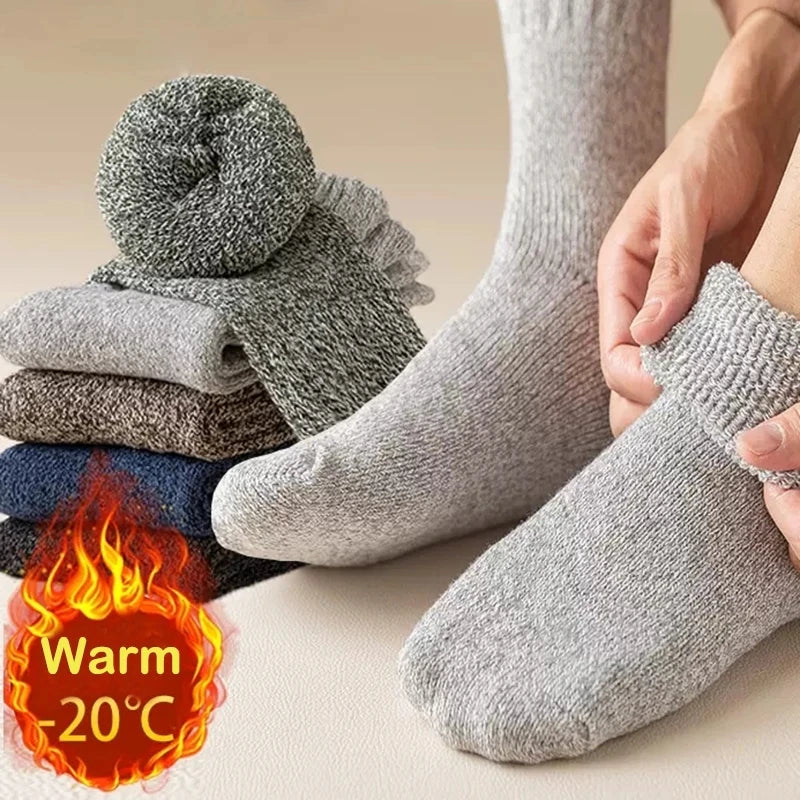 5 Pairs Winter Warm Men’s Socks thick Male Women Socks Super Thicker Solid Socks Winter Socks Against Cold Snow Terry Socks.