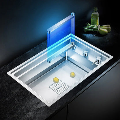 ASRAS New kitchen Sink Double Cover hidden Single Large Size 304 Stainless Steel 4mm Thickness Handmade Brushed kitchen Sink