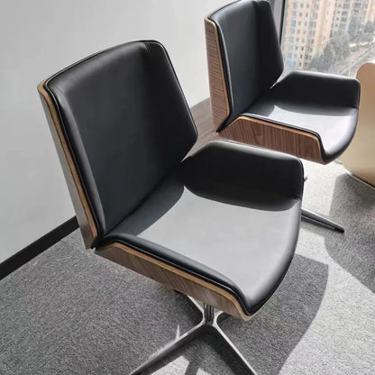 Verstellbarer Schreibtisch aus der Mitte des Jahrhunderts, Chefdrehstuhl, Heimbüro, Möbel, moderner Computer-Arbeitsstuhl, Bugholz-Ledersessel