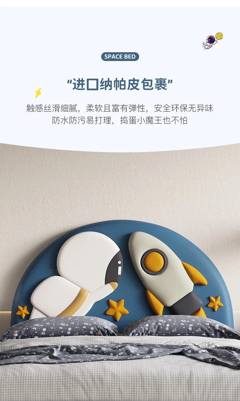 120 x 200 cm, blaues King-Size-Einzelbett, Doppelrahmen, luxuriös, 150 x 200 Heimpadder, Kinderbett, Kopfteil, zum Spielen auf einer Rutsche, Schlafzimmermöbel