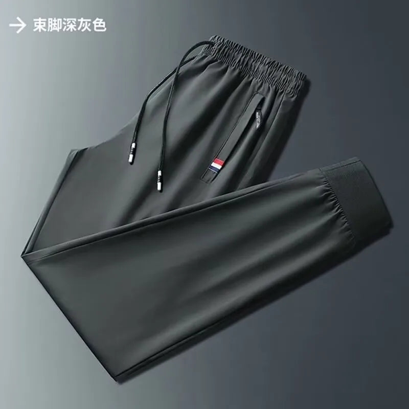 Men's Quick Dry Loose Fit Breathable Summer Lightweight Casual Pants Korean Style Elastic Sweatpants For Men