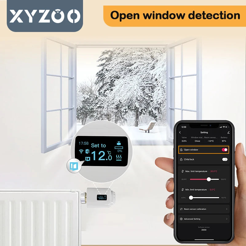 WiFi/Ble/Zigbee Tuya Smart TRV Radiator Actuator Valve Thermostatic Radiator Valve Temperature Controller Alexa Google Home.
