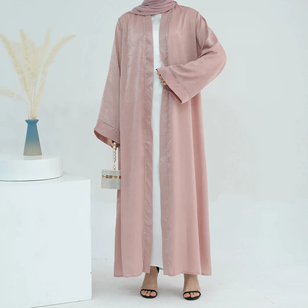Ramadan Women's Galabiyas Solid Open Kaftan Dubai Abaya Dress Turkey Kimono Long Cardigan Fashion Muslim Islamic Clothing