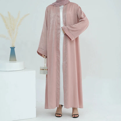 Ramadan Women's Galabiyas Solid Open Kaftan Dubai Abaya Dress Turkey Kimono Long Cardigan Fashion Muslim Islamic Clothing