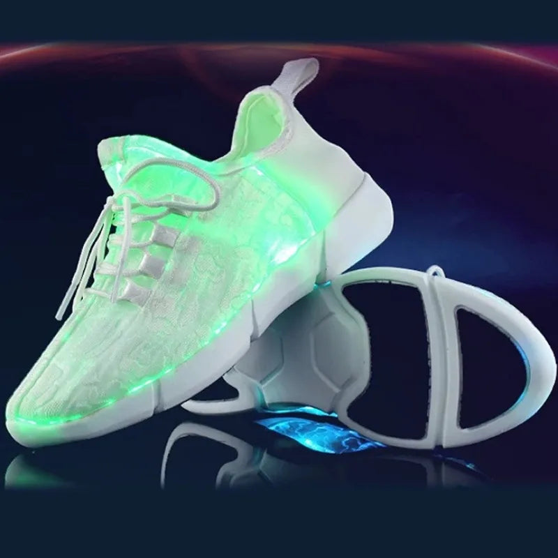 Fiber LED Shoes Light up Flashing -7 Monochrome LED Shoes Halloween Adult Boys Girls Women Children USB charging.