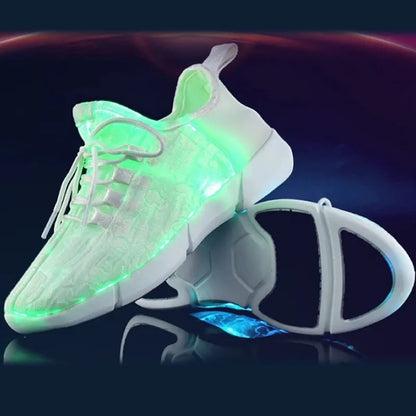 Fiber LED Shoes Light up Flashing -7 Monochrome LED Shoes Halloween Adult Boys Girls Women Children USB charging.
