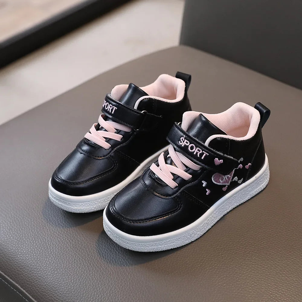 Children's Sports Shoes 2024 Spring and Autumn New Cute Girls' Sneakers Versatile Soft Breatheable Hook & Loop Fashion Kids Shoe.