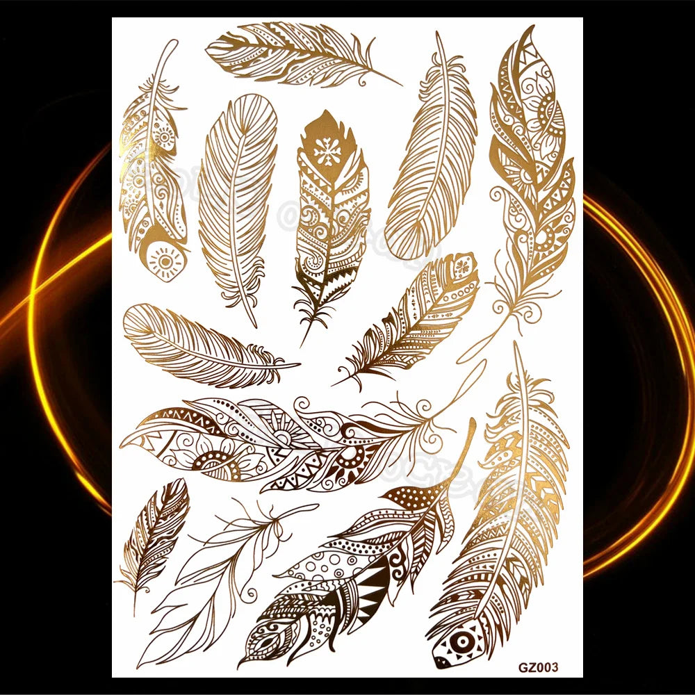 1PC Summer Style Men Women Body Art Gold Metallic Tattoo Sticker HYS-101 Chain Bracelet Fake Jewelry Waterproof Temporary Tattoo.