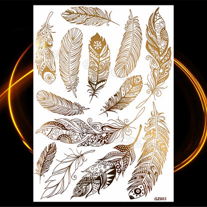 1PC Summer Style Men Women Body Art Gold Metallic Tattoo Sticker HYS-101 Chain Bracelet Fake Jewelry Waterproof Temporary Tattoo.