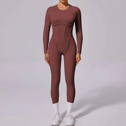 Seamless Yoga Jumpsuits Sports Fitness Hip-lifting Backless Short-sleeved One-piece Workout Gym Leggings Tracksuits for Women