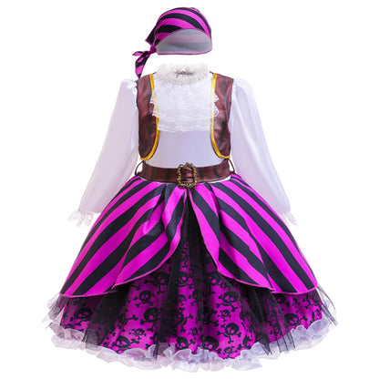 Halloween Mädchen Cosplay Piratenkapitän Kleid Kinder Karneval Event Maskerade Party Festival Kostüm Kinder Performance Bekleidung.