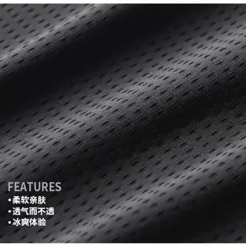 Men's Summer Ice Silk Pants Mesh Breathable Casual Thin Quick Dry Pants Loose Elastic Beam Feet Pants Sports Fitness Pants.