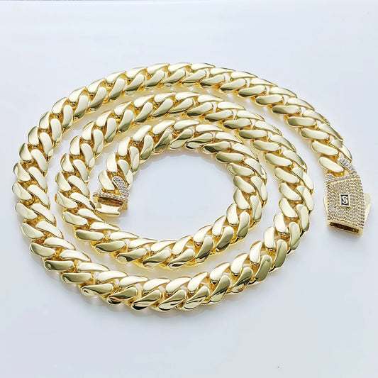 6/8/10/12/15/20mm Monaco Cuban Chain Necklace Hip Hop 14k Gold Plating Cuban Chain Bracelet Hip Hop Jewelry.
