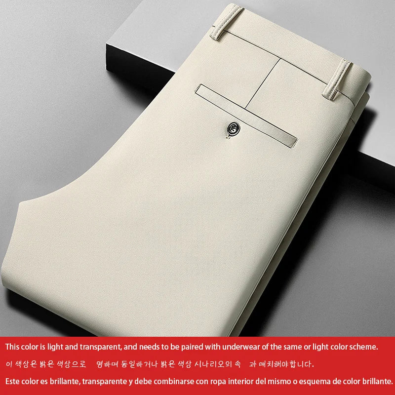 29-42 Men's Summer Pants Thin Straight Stretch Casual Pants with No Trace No Ironing Fabric Silky and Cool Feeling