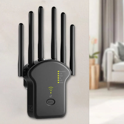 1200Mbps 5GHz Wireless WiFi Repeater WiFi Signal Booster Dual-Band 2.4G 5G WiFi Extender 6 Antenna Network Amplifier WPS Router.
