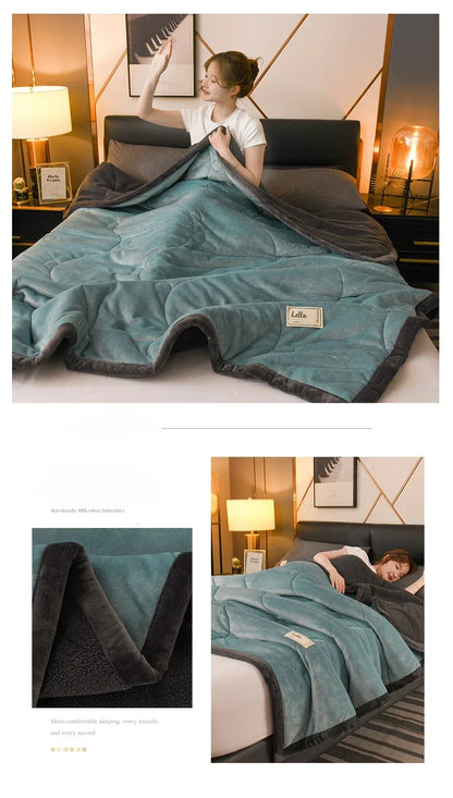 2025 NEW Winter Keep Warm Wool Throw Blanket for Sofa Winter Blanket King Size Home Warm Plaid Comforter Bedspread Bedding Sheet