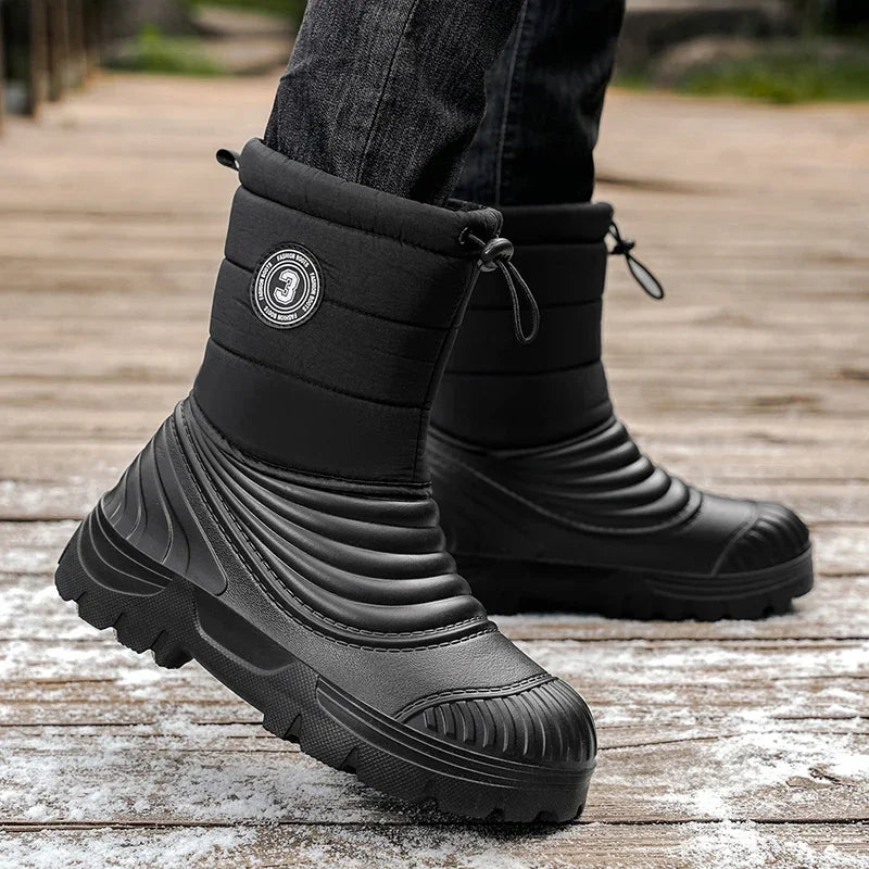 Men's Snow Boots Outdoor Comfortable Fleece-lined Warm Men's Outdoor Hiking Men's Shoes for Men Boots With Short Plush Men Boots.