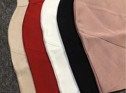 42CM Length Bandage Skirts Women Sexy High Waist Bodycon Mini Asymmetric Skirt Elastic High Street Evening Club Party Bottoms.