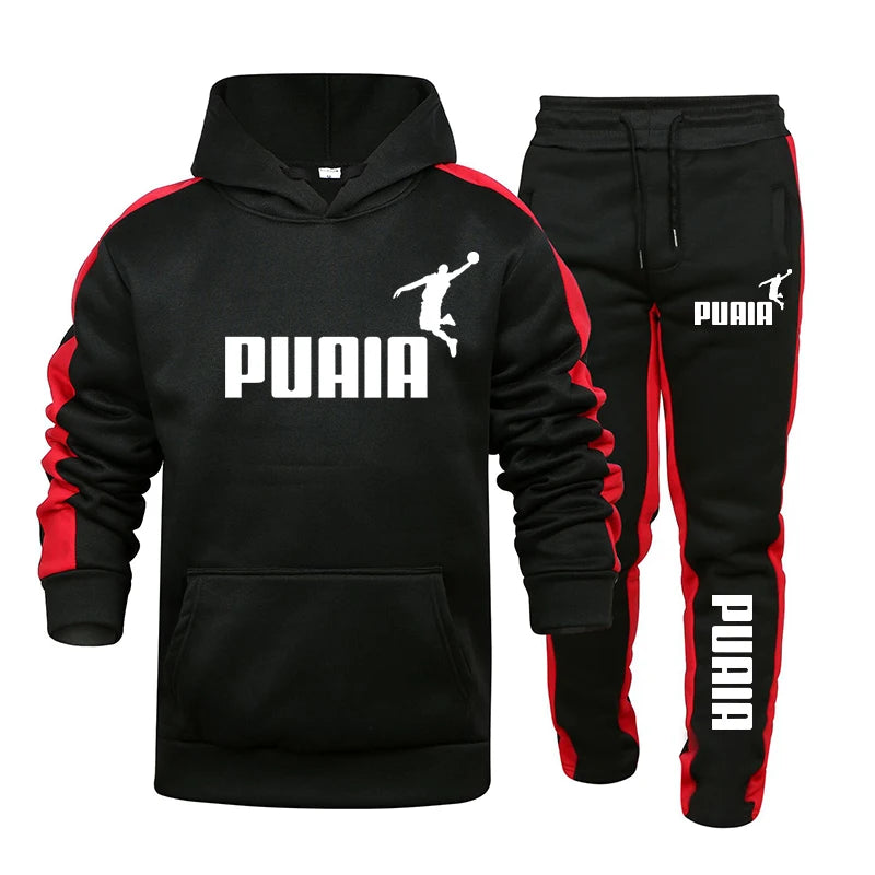 Autumn Winter Popular Mens Tracksuit Hooded Sweatshirts+Jogging Pants Set Daily Gym Outfits Casual Sports High Street Clothing.