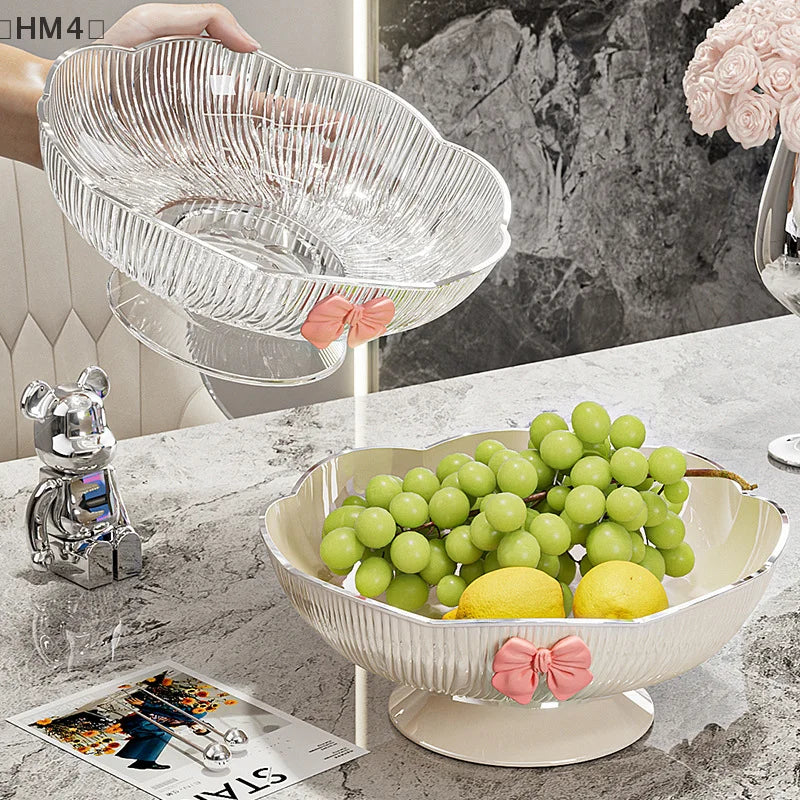 〔HM4〕1Pc Plastic Candy Fruit Plate for Home Coffee Table Candy Platter High-End Snack Placement Platter Ornaments.