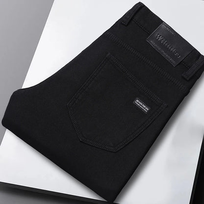 Wthinlee New Business Men's Jeans Casual Straight Stretch Fashion Classic Blue Black Work Denim Trousers Male Brand Clothing