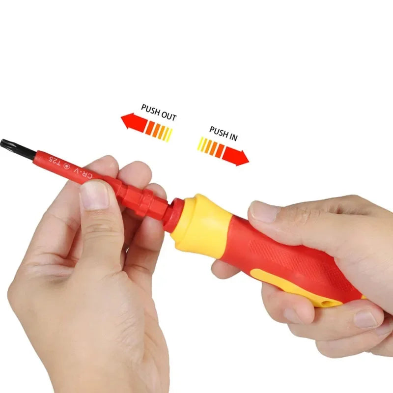 Elektriker-Reparatur-Werkzeug-Set, 15-teilig, 1000 V, austauschbares, isoliertes Schraubendreher-Set mit magnetischen Schlitz-Phillips-Pozidriv-Torx-Bits