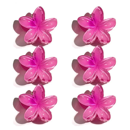 6Pcs Hawaiian Gradient Hair Clips Flower Hair Claws Women Small Size Fashion Headwear Hairpin Crab Barrette Hair Accessories