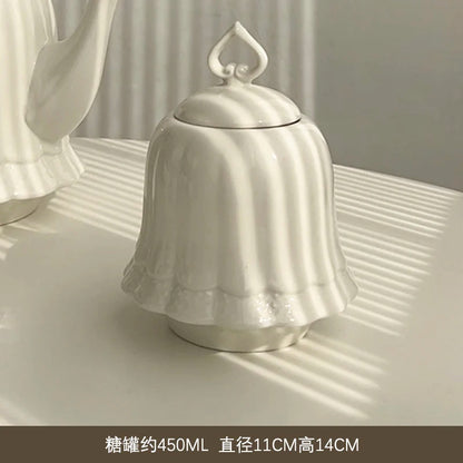 Vintage relief ceramic coffee set, hand-squeezed camellia afternoon tea set, tissue box, creative gift..