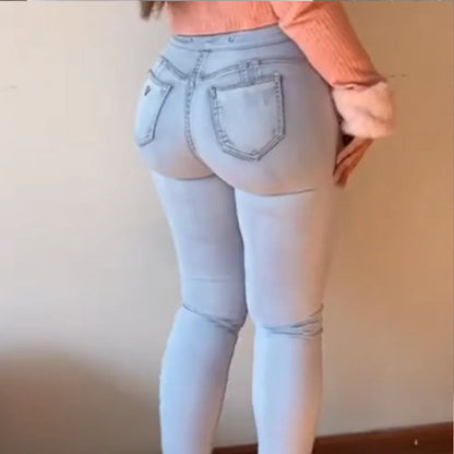 Streetwear Stretch Jeans Female High Waisted Trousers Womens Denim High Quality Clothing Luxury Ladies Skinny Pants Multi Color.