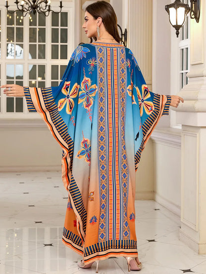 Frauen bestickte lange Kaftane Plus Size Kaftan Kleider Strand Badeanzug Cover Up Moomoo Kleid marokkanische Robe