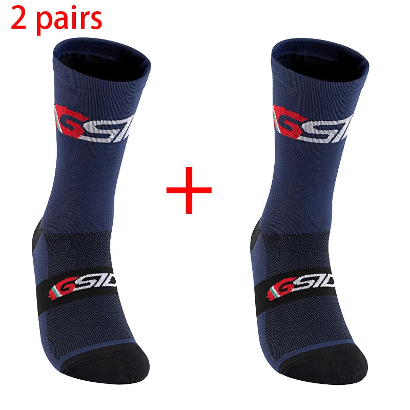 GSIDI2pairs 2023 New Cycling Socks Bike Nurse Compression Road Bike Running Mtb Knee-high White Sports Funny Brand Black.
