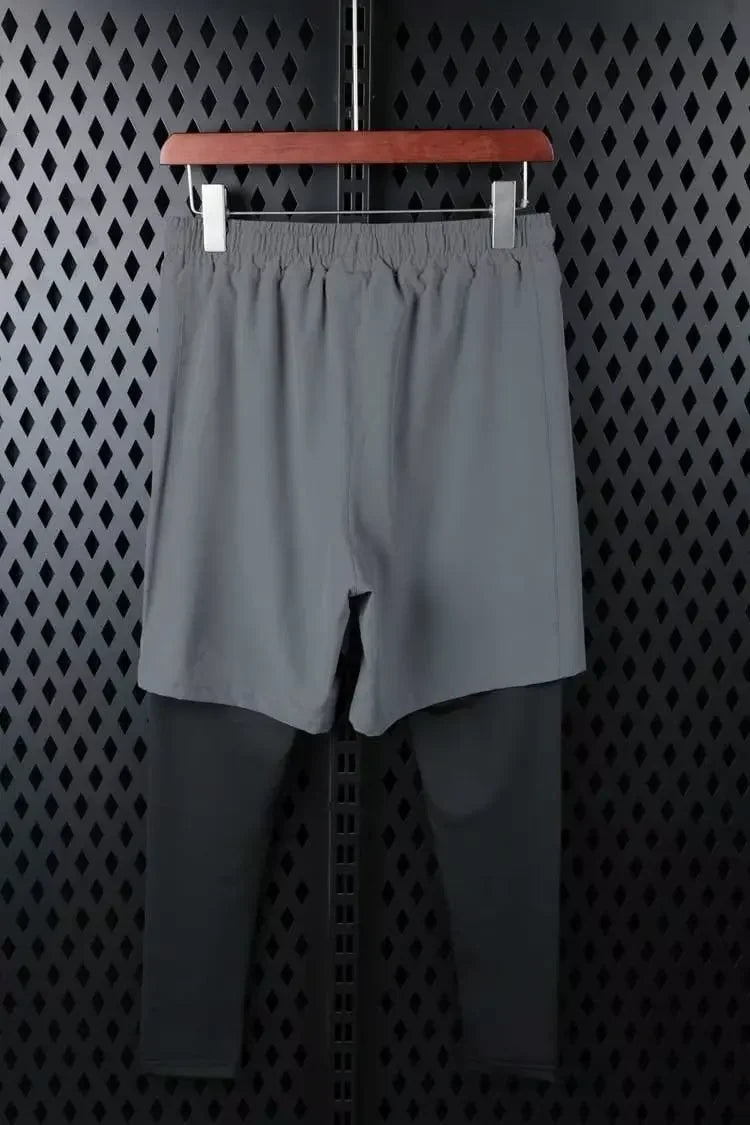 Zweiteilige Illusion Herren-Sporthose, schnell trocknend, elastisch, Basketball-Trainingshose, Sommer, dünn, Fitness, Laufen, Freizeithose.