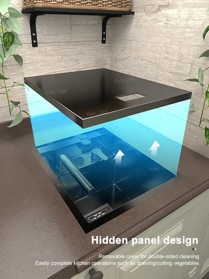 Stainless Steel Kitchen Sink Concealed Mini Single Sink Apartment Bar Multifunctional Hand Wash Fruit and Vegetable Basin