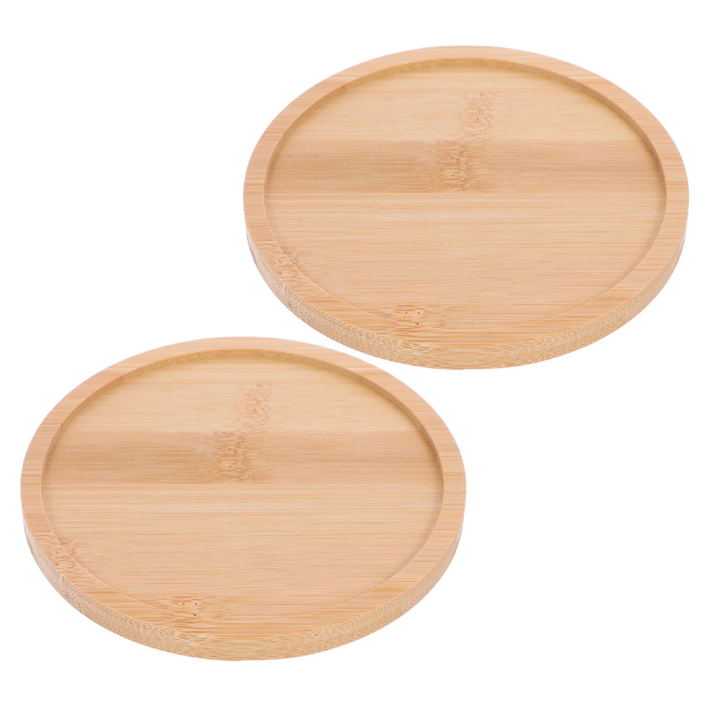 2 Pcs Bamboo Tray Wooden Plates Food Trays Wood Tableware Fruit Plates Serving Platters Home Decor Kitchen Counters Round Tray.