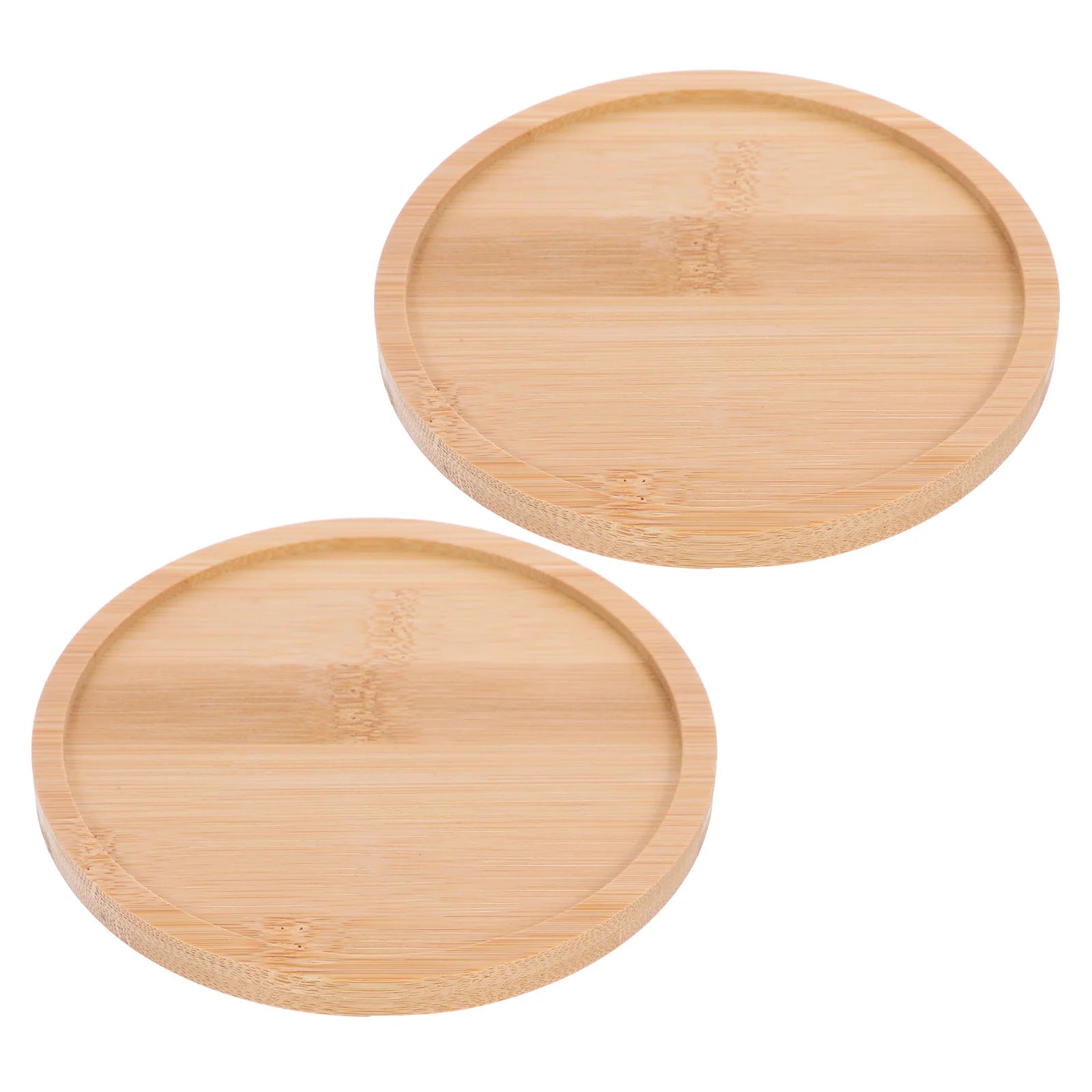 2 Pcs Bamboo Tray Wooden Plates Food Trays Wood Tableware Fruit Plates Serving Platters Home Decor Kitchen Counters Round Tray.