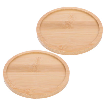 2 Pcs Bamboo Tray Wooden Plates Food Trays Wood Tableware Fruit Plates Serving Platters Home Decor Kitchen Counters Round Tray.